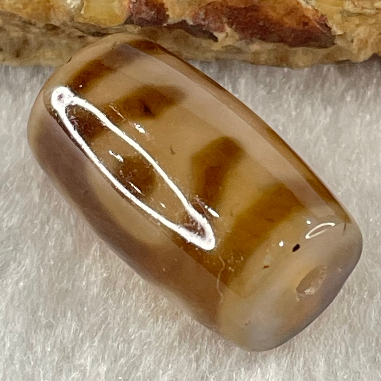 Natural Powerful Tibetan Old Oily Agate Patina Guiren Tairen Human Dzi Bead Totem Amulet Heavenly Master (Tian Zhu) 贵人天诛 4.92g 19.7 by 11.7mm - Huangs Jadeite and Jewelry Pte Ltd