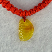 Natural Golden Yellow Amber Comb Charm in Red String Bracelet 2.57g Adjustable Size 17.1 by 11.5 by 3.3mm - Huangs Jadeite and Jewelry Pte Ltd