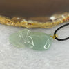 18K Yellow Gold Semi ICY Type A Sky Blue Jadeite Fish 年年有鱼 with String Necklace 4.97g 33.2 by 15.6 by 5.8mm - Huangs Jadeite and Jewelry Pte Ltd
