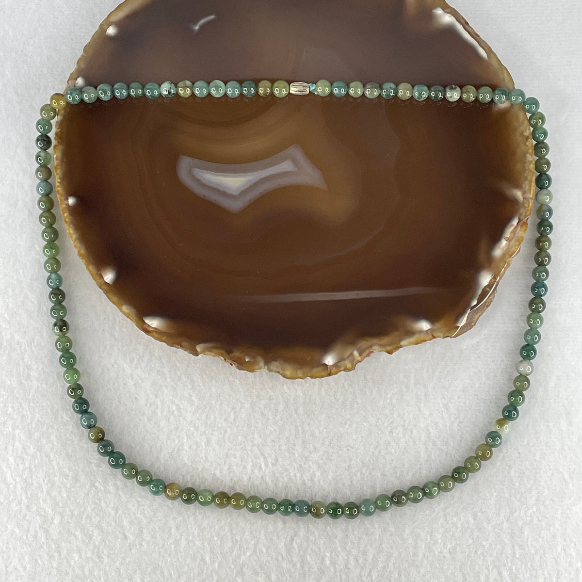Natural Type A Multi-Color Jadeite Beads Necklace | 52cm Strand of 99 Matched 5.6mm Beads (28.72g | Vibrant Green, Blueish-Green & Honey Yellow | San Duo Wealth & Vitality)