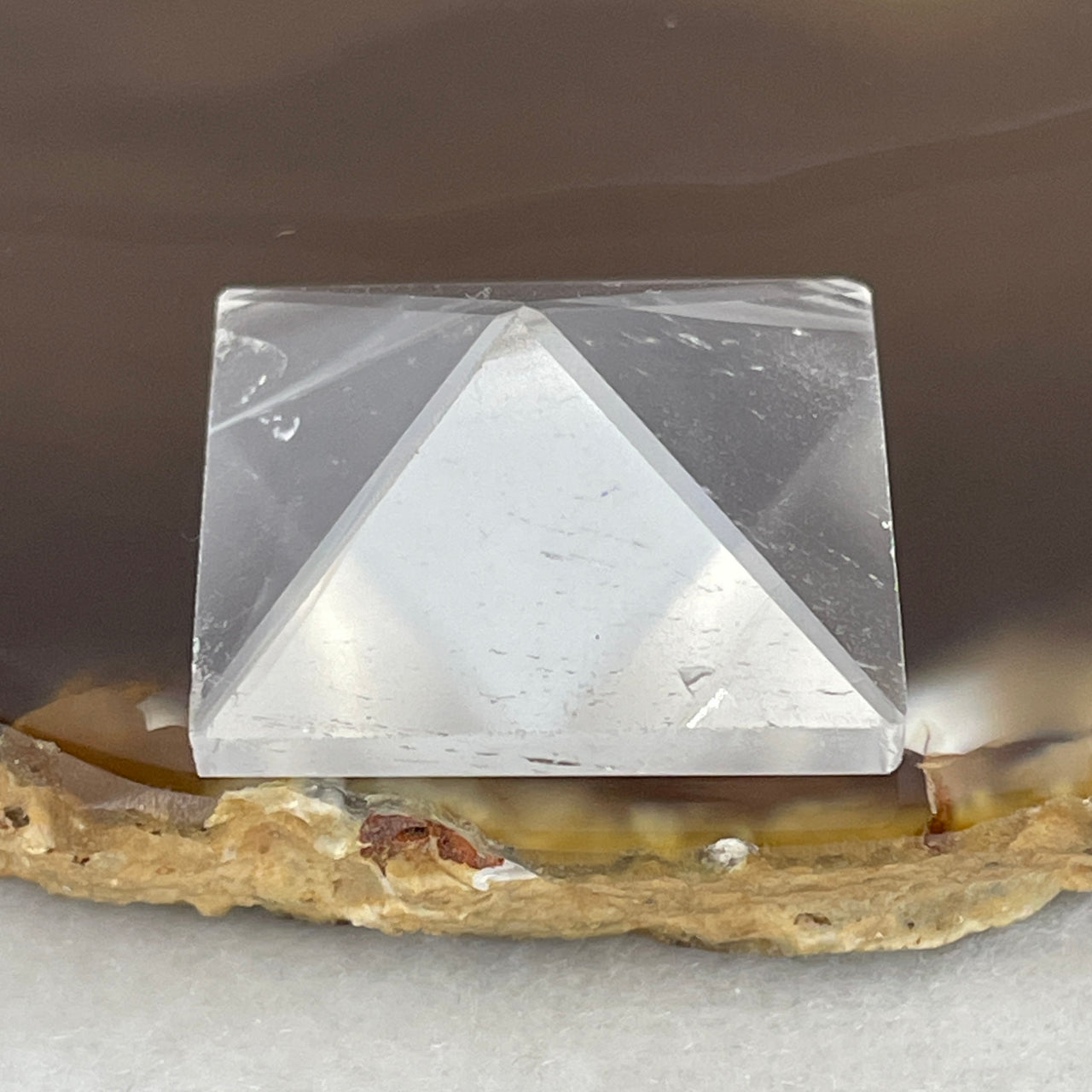 High Grade 8.97g Natural Clear Quartz Sacred Pyramid | Precision High-Clarity Energy Amplifier | Miniature Manifestation & Pocket Meditation Crystalline Monolith (24.6x11.5mm)