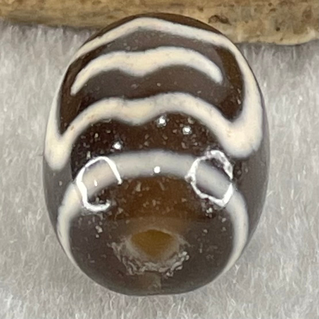 Natural Powerful Tibetan Old Oily Agate Double Garuda Dzi Bead Heavenly Master (Tian Zhu) 3.96g 16.9 by 12.2mm - Huangs Jadeite and Jewelry Pte Ltd