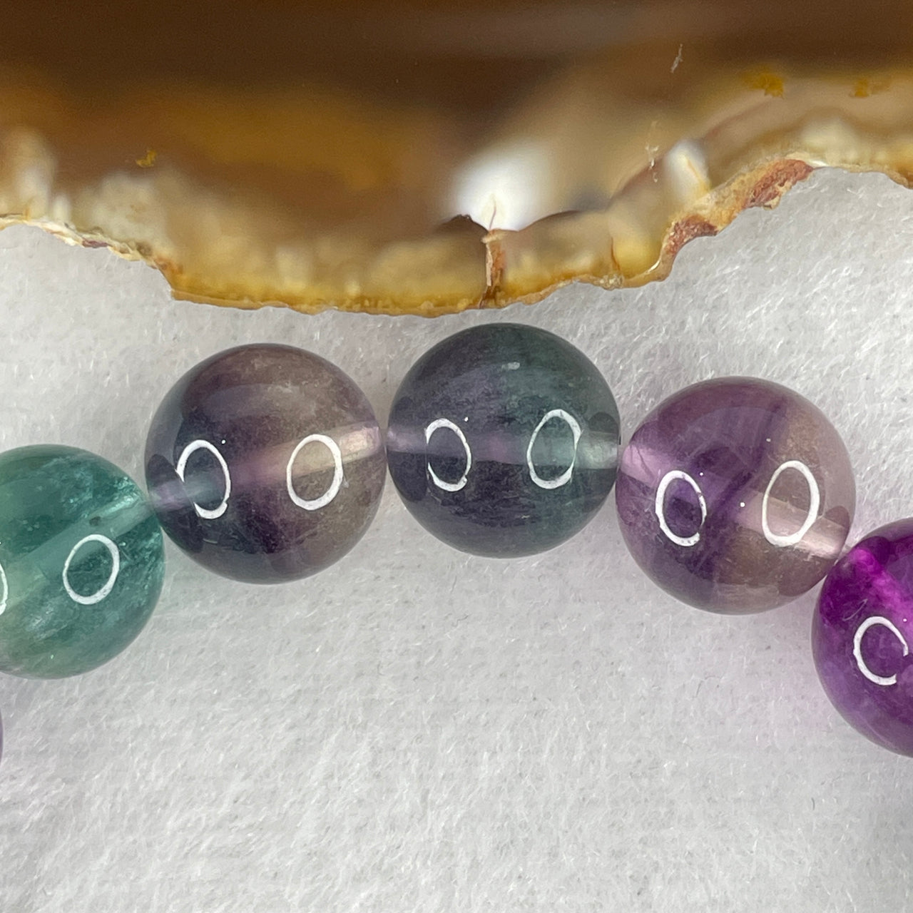 Natural Fluorite Muti Color Beads Bracelet 45.12g 16cm 11.8mm 17 Beads