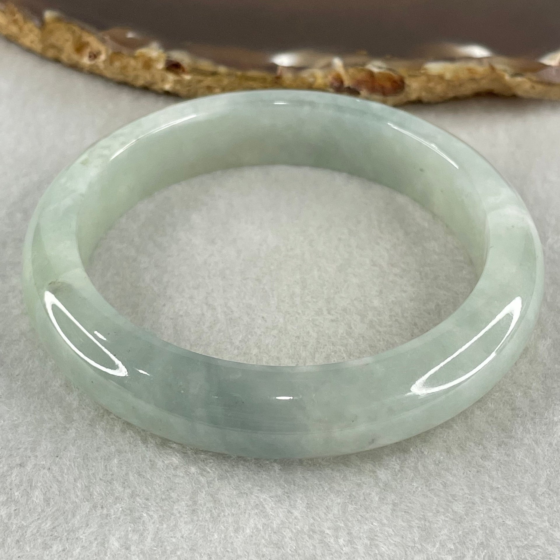 Type A Light Green with Lavender Jadeite Bangle 57.78g Inner Diameter 57.4mm 12.3 by 9.2mm (Internal Lines) - Huangs Jadeite and Jewelry Pte Ltd