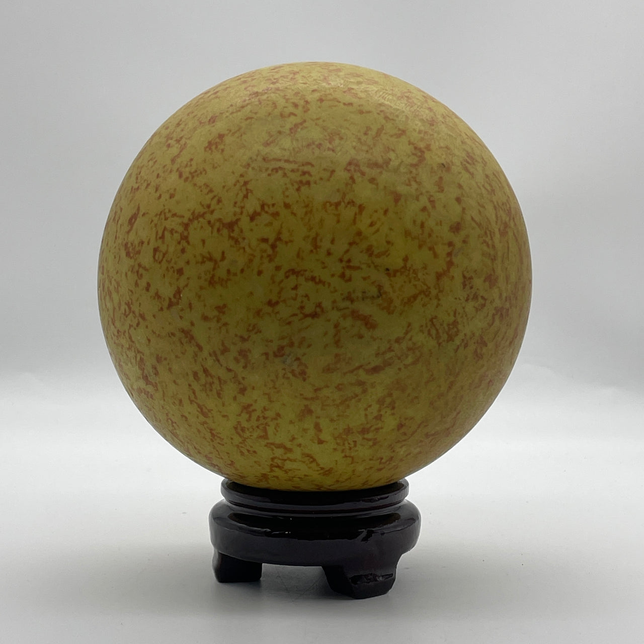 Natural Yellow Polychrome Jasper Ball Display with Wooden Stand 5,146.1g 160.0 by 190.0mm