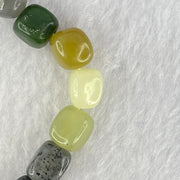 Natural Muti Color Serpentine Beads Bracelet 25.73g 15.5cm 8.5mm 19 Beads - Huangs Jadeite and Jewelry Pte Ltd