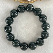Rare High End Type A Highly Translucent Black Omphacite Jadeite Beads Bracelet 80.55g 16cm 15.0mm 14 Beads - Huangs Jadeite and Jewelry Pte Ltd