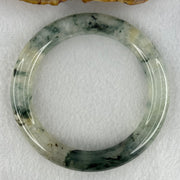 Transparent Colourless with Dark Green and Yellowish White Piao Hua Sodium Feldspar Jade Bangle 水沫玉手镯 Internal Diameter 55.8mm 47.38g 10.8 by 10.8mm - Huangs Jadeite and Jewelry Pte Ltd