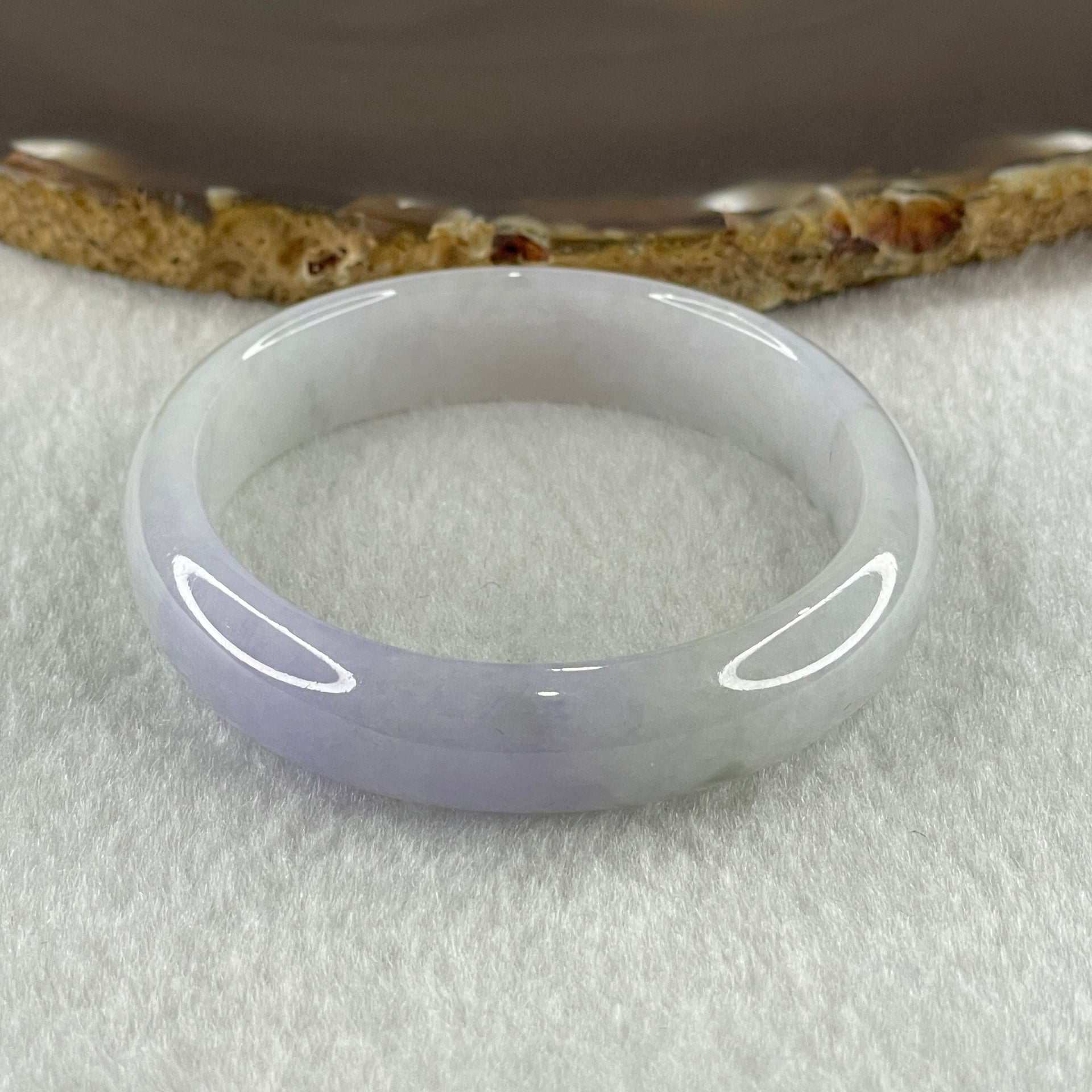 Natural Type A Bright Lavender with Light Green Jadeite Oval Bangle 32.80g Inner Diameter 54.3mm 11.6 by 6.0mm (Internal Line) - Huangs Jadeite and Jewelry Pte Ltd