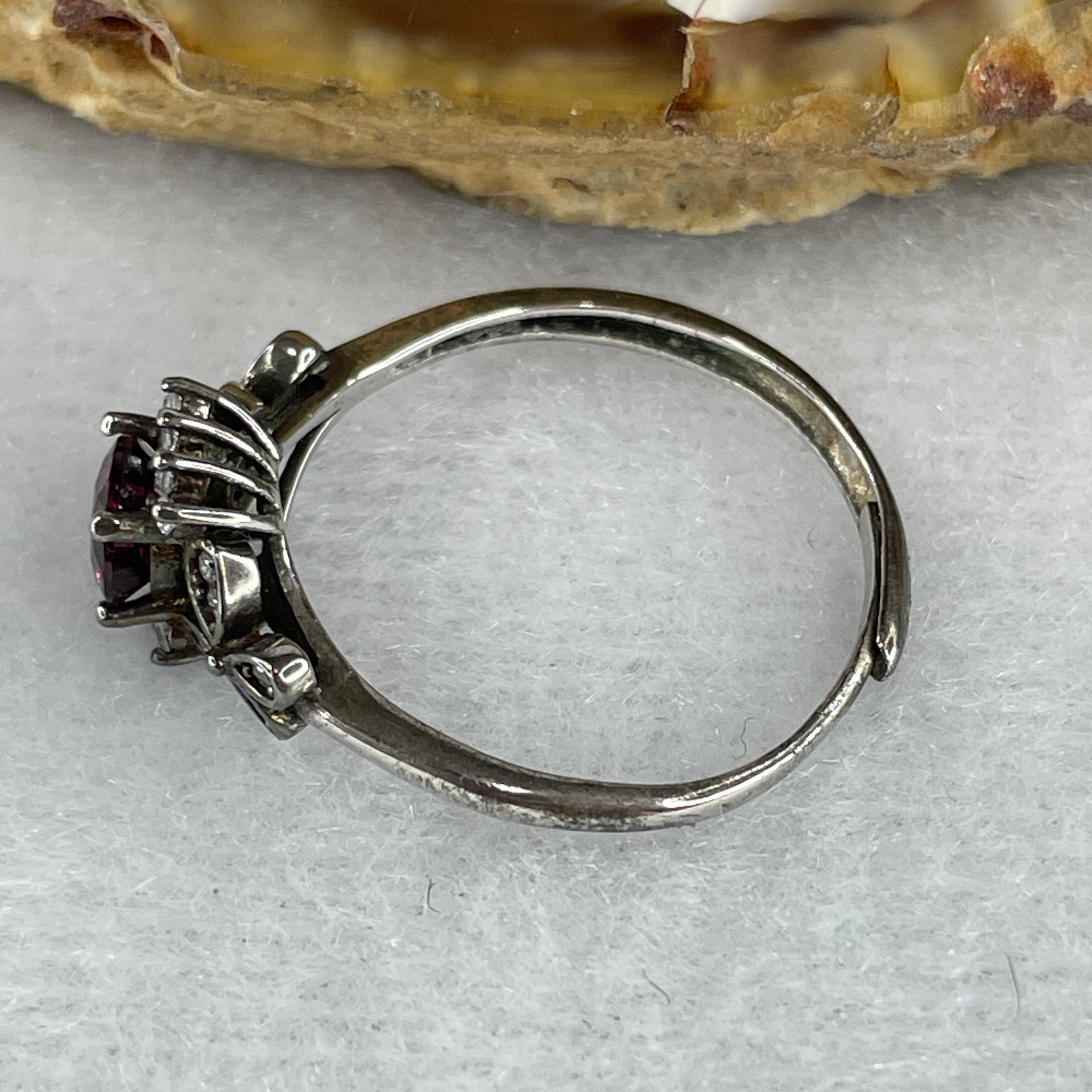 Natural Pink Cubic Zirconia Ring in S925 Sliver 1.53g 5.4 by 4.9 by 3.0mm (Adjustable Size) - Huangs Jadeite and Jewelry Pte Ltd