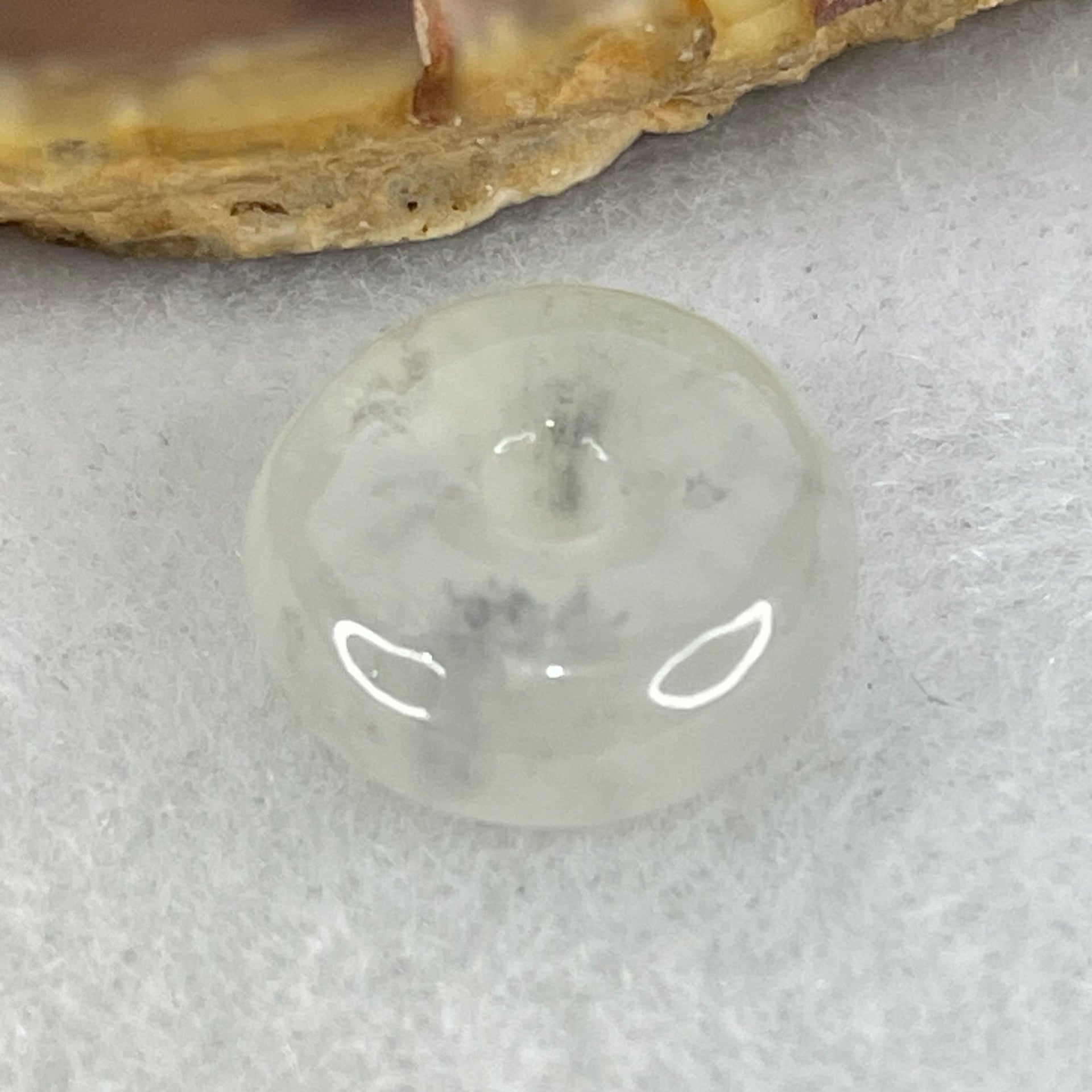 Type A Semi Icy Faint Lavender Green With Wuji Grey Jadeite Ping An Kou Donut Pendant/Charm 2.11g 13.2 by 5.9mm - Huangs Jadeite and Jewelry Pte Ltd