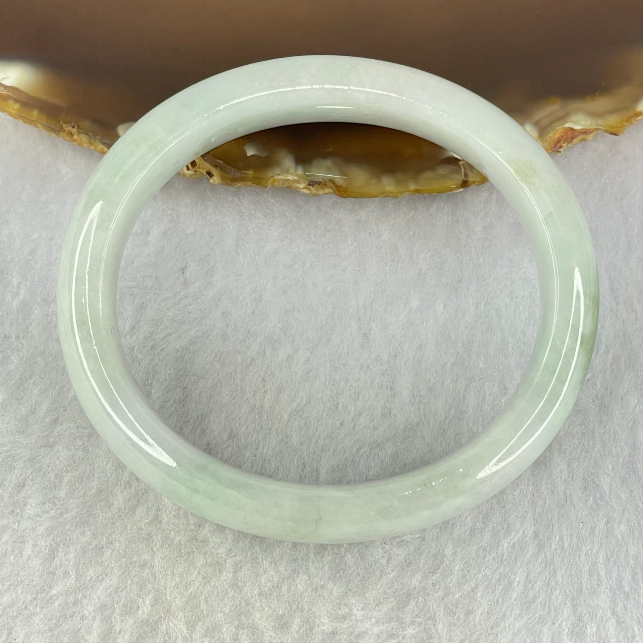 Type A Lavender and Green Jadeite Oval Bangle Internal Diameter 51.4mm 43.39g 13.1 by 7.2mm (Very Slight Internal Lines) - Huangs Jadeite and Jewelry Pte Ltd