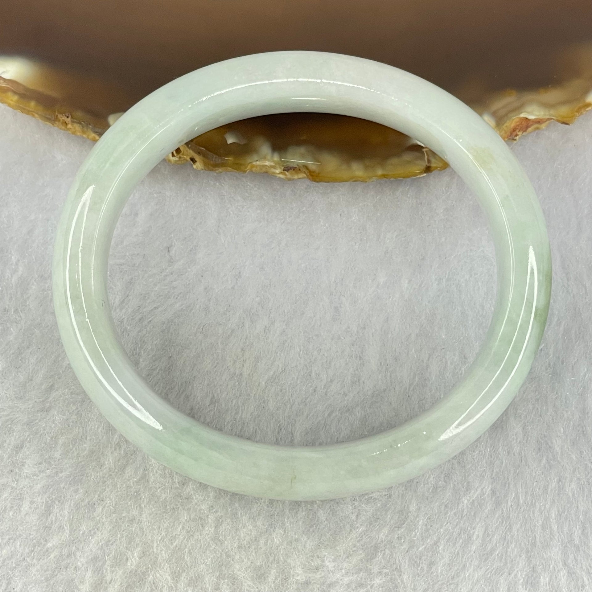 Type A Lavender and Green Jadeite Oval Bangle Internal Diameter 51.4mm 43.39g 13.1 by 7.2mm (Very Slight Internal Lines) - Huangs Jadeite and Jewelry Pte Ltd