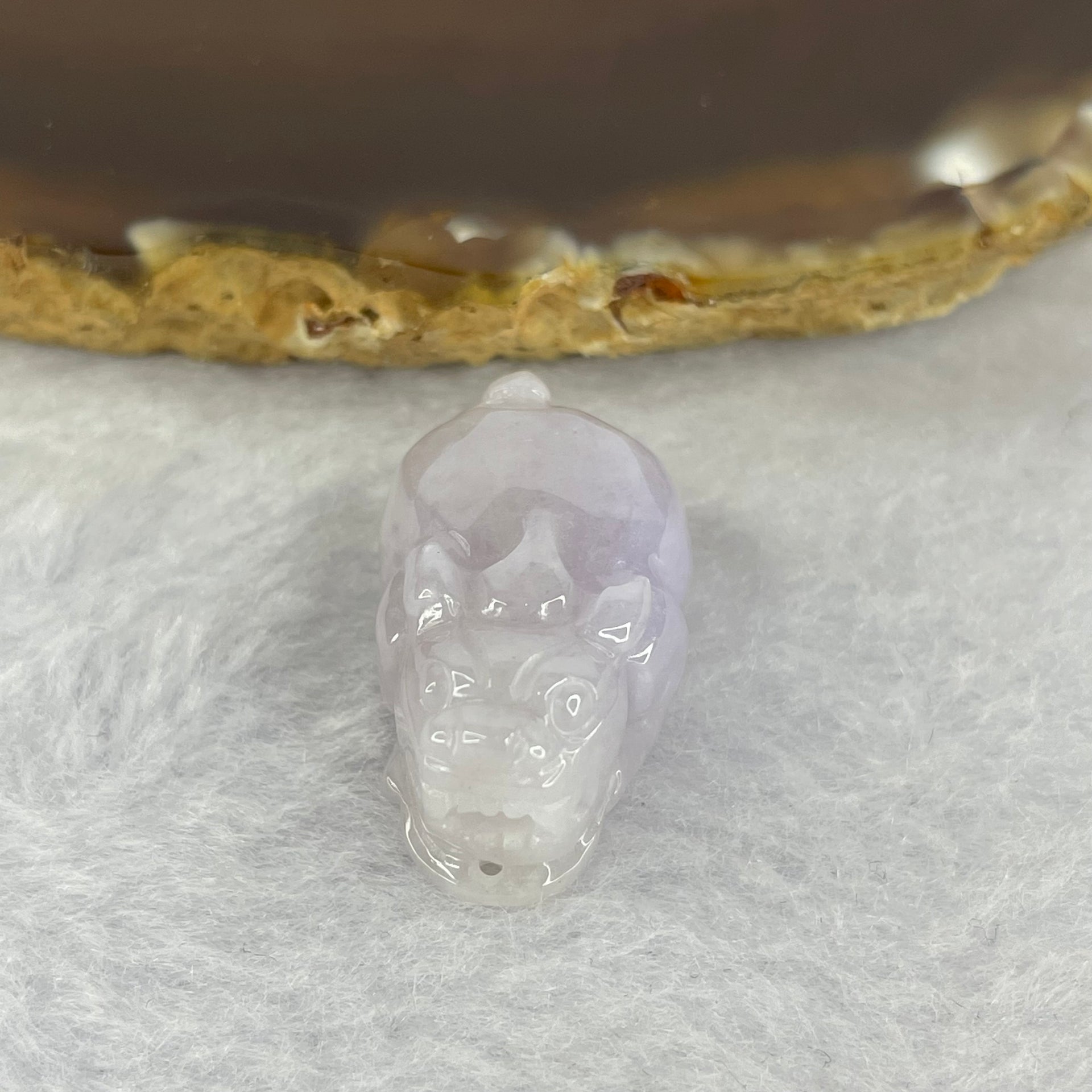Type A Jelly Light Lavender Jadeite Pixiu Pendent A货浅紫色翡翠貔貅牌 9.96g 25.1 by 15.2 by 12.9 mm - Huangs Jadeite and Jewelry Pte Ltd