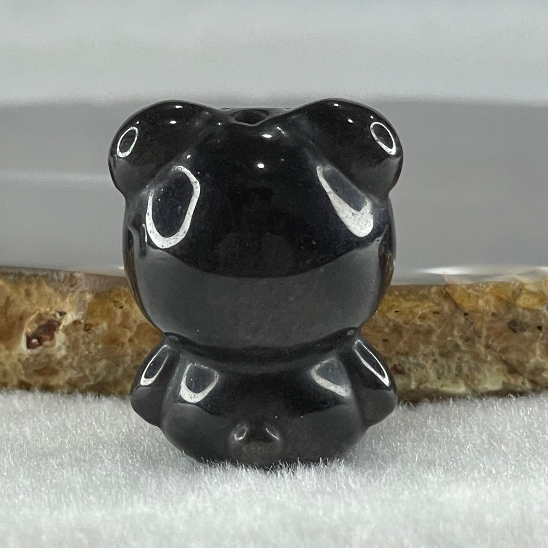 Black Obsidian Labubu Charm Display 15.77g 29.2 by 22.3 by 20.2mm - Huangs Jadeite and Jewelry Pte Ltd