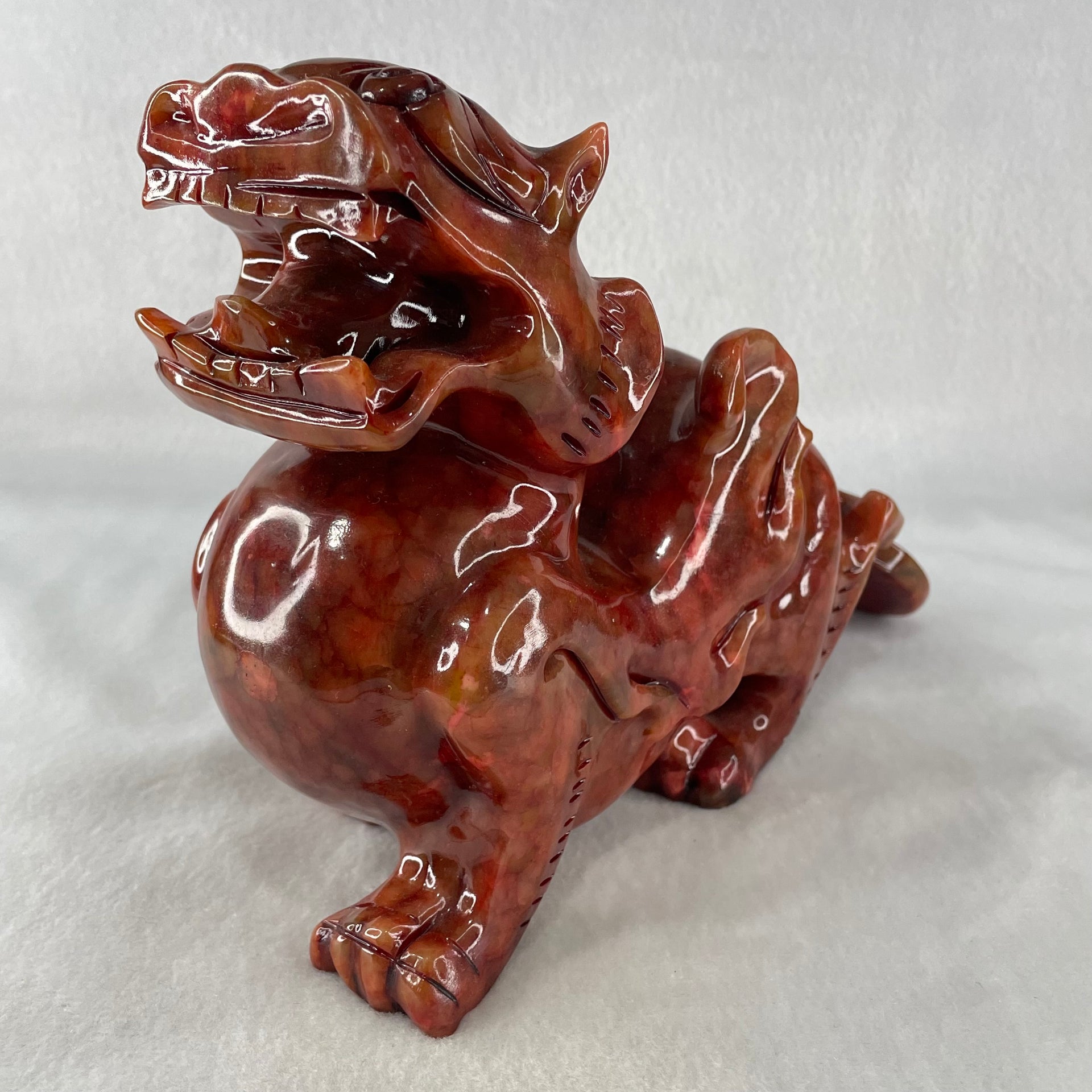 Antique Natural Red Jasper Pixiu Pair Display Total Weight 3,589.0g each about 190.0 by 76.4 by 142.5mm - Huangs Jadeite and Jewelry Pte Ltd