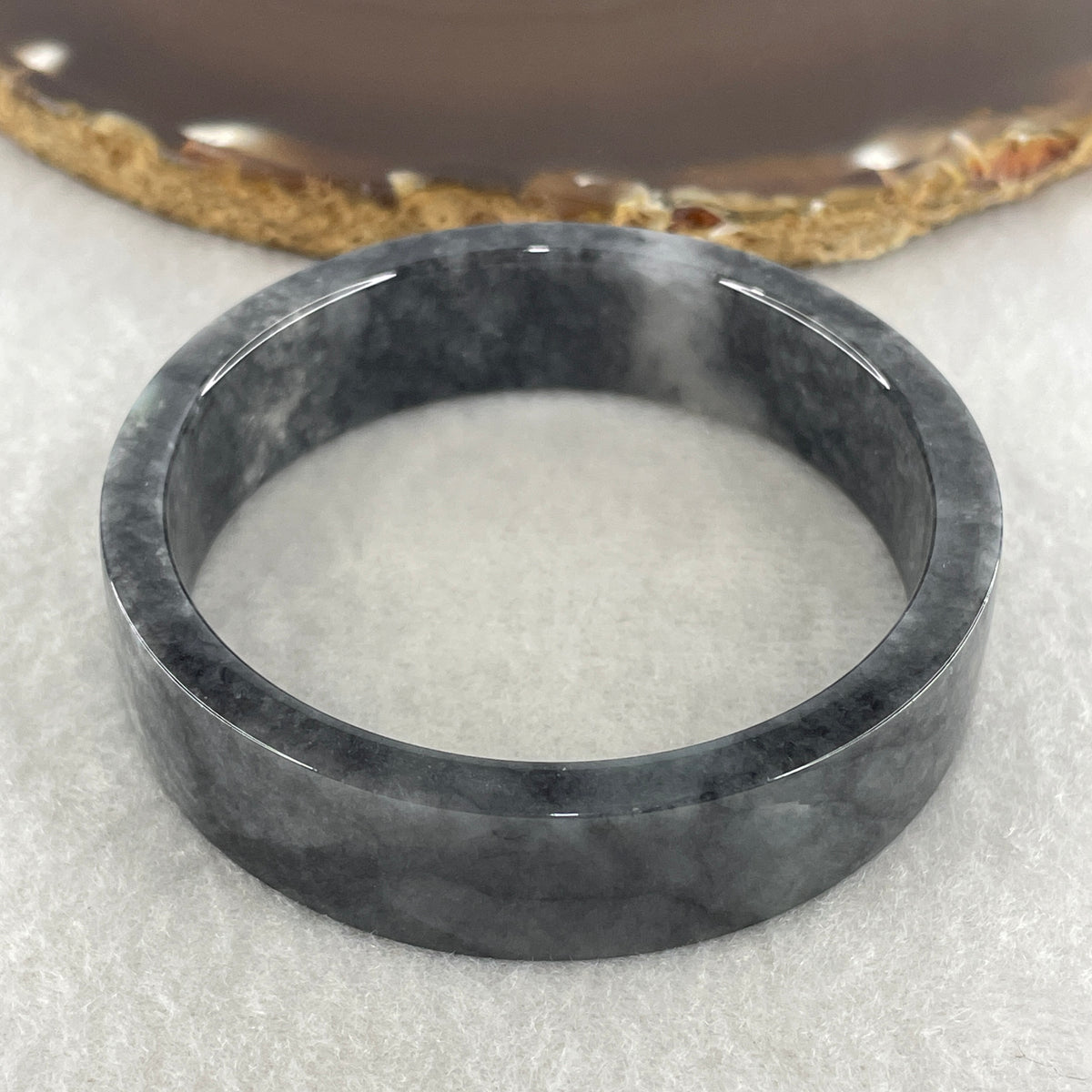 Natural Type A Wuji Grey Jadeite Bangle | (45.99g | 54.2mm ID | 14.7 x 5.2mm | Very Slight Internal Line | Supreme Psychic Shield & Yin-Yang Balance Anchor, Protection & Minimalist Bangle) - Huangs Jadeite and Jewelry Pte Ltd