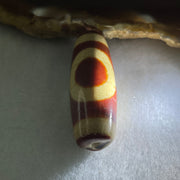 Natural Powerful Tibetan Old Oily Red White Agate One Eye Fire Sign Dzi Bead Heavenly Master (Tian Zhu) 一眼火天珠 9.70g 37.1 by 13.0mm - Huangs Jadeite and Jewelry Pte Ltd