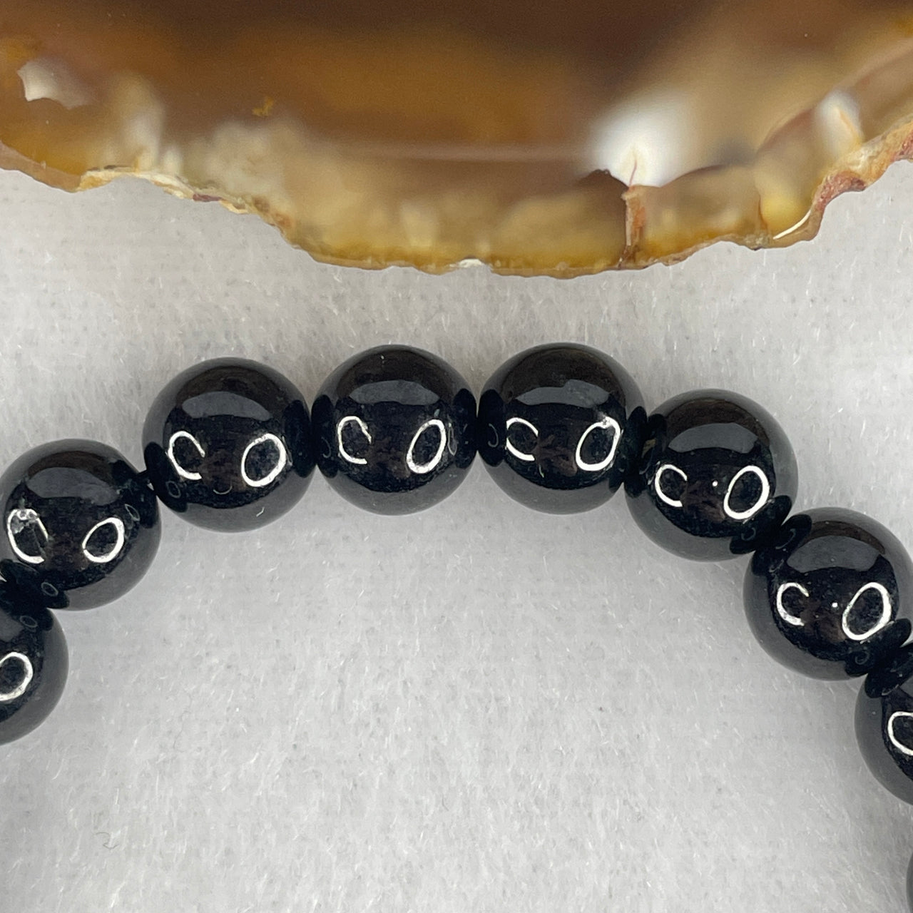 Certified Type A Opaque Black Omphacite Jadeite Beads Bracelet | Petite 8.0mm Natural Black Jade Protection & Grounding Talisman (20.99g | 14.5cm | 23 Beads)