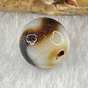 Natural Powerful Tibetan Old Oily Agate Tiger Tooth Daluo Dzi Bead Heavenly Master (Tian Zhu) 虎呀天诛 1.40g 9.8 by 10.3mm - Huangs Jadeite and Jewelry Pte Ltd