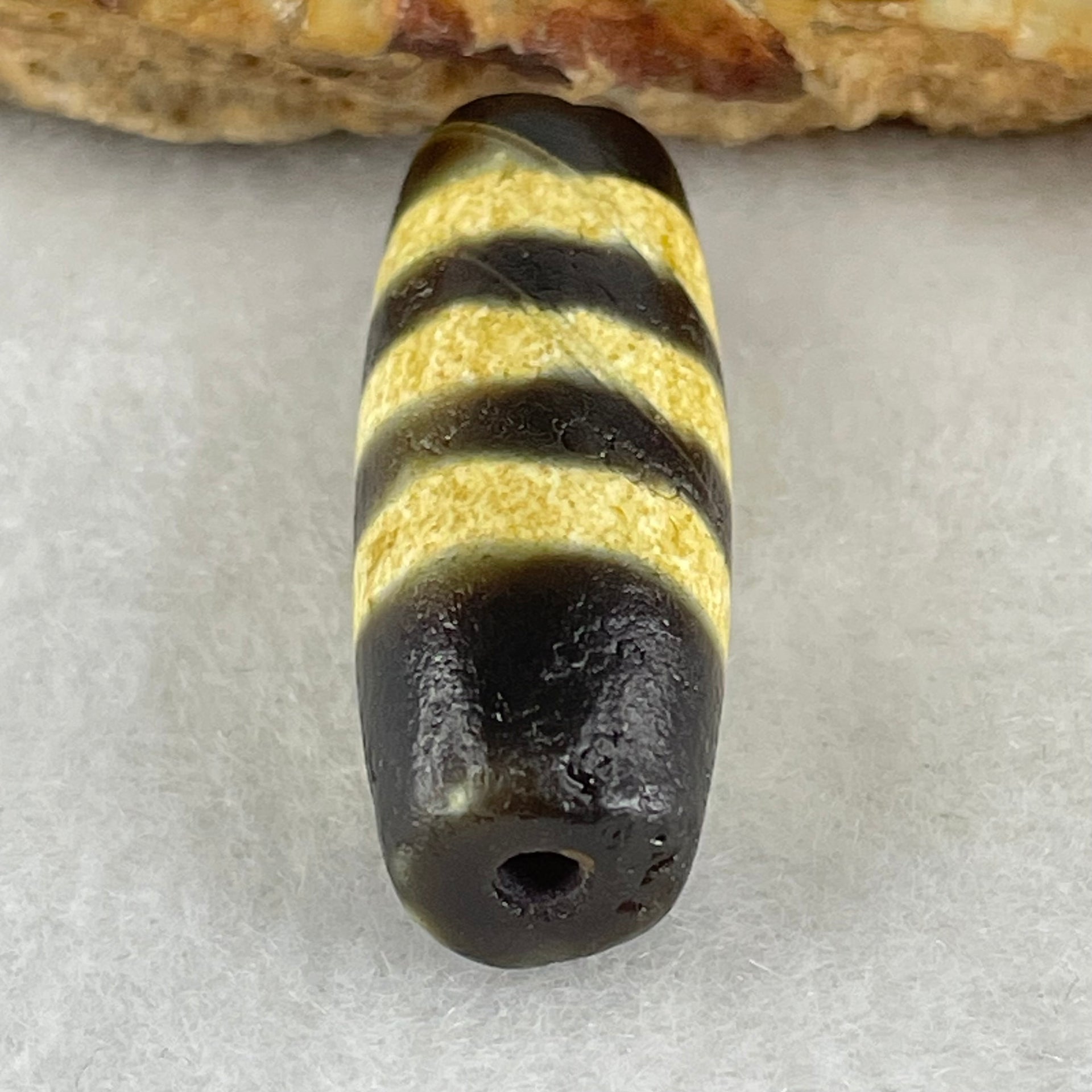 Natural Powerful Tibetan Old Oily Agate 3 Lines Dzi Bead Heavenly Master (Tian Zhu) 三行天诛 5.80g 29.2 by 11.2mm - Huangs Jadeite and Jewelry Pte Ltd