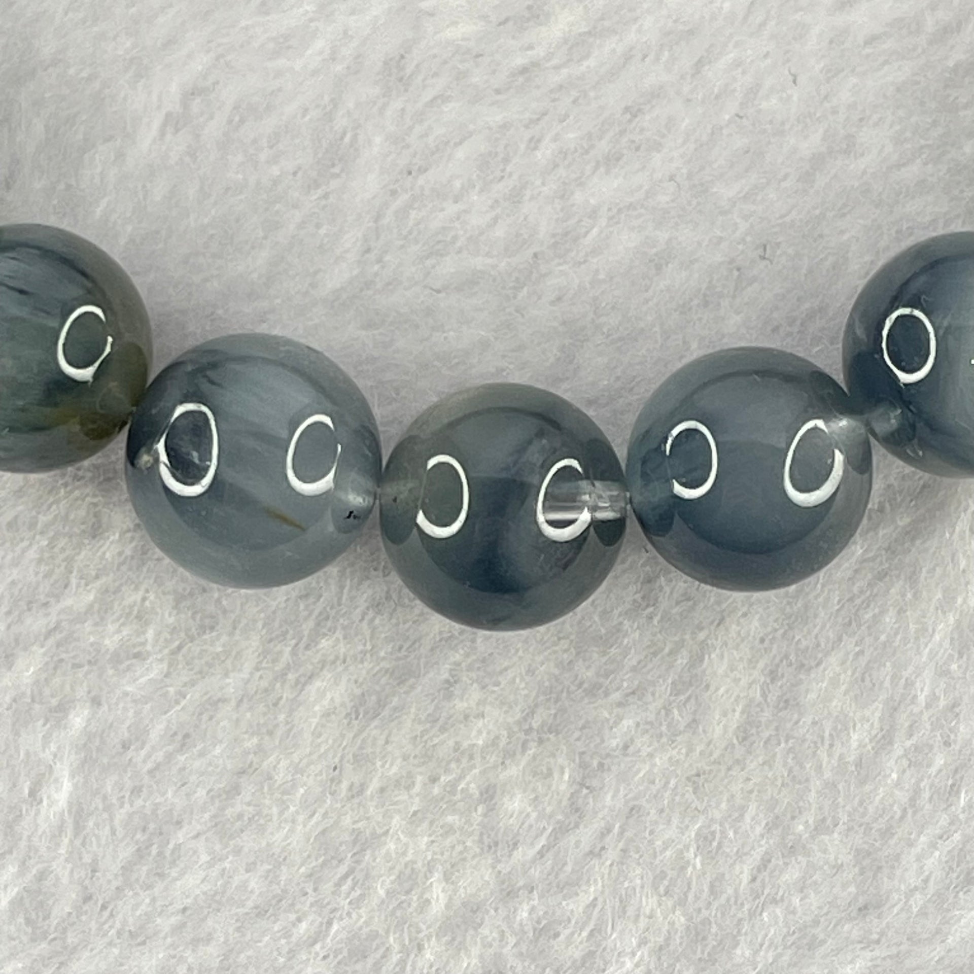 Good Grade Natural Blue Rutilated Quartz Bracelet 32.71g 17.5cm 11.0mm 19 Beads - Huangs Jadeite and Jewelry Pte Ltd