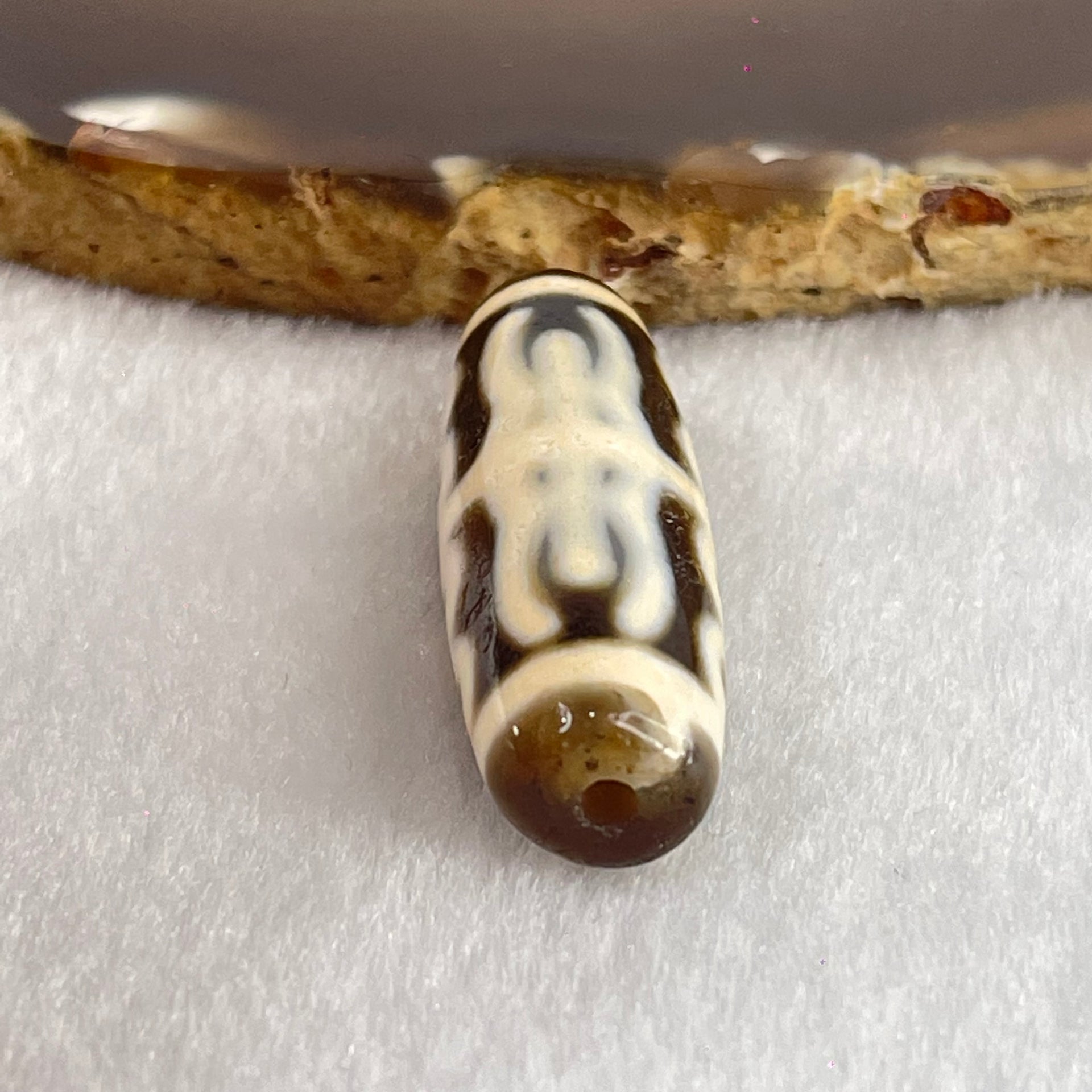 Natural Powerful Tibetan Old Oily Agate Water Lines 8 Eyes Dzi Bead Heavenly Master (Tian Zhu) 水纹八眼天诛 9.56g 38.4 by 12.6mm - Huangs Jadeite and Jewelry Pte Ltd