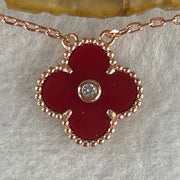 0.15Ct Colourless Round Brilliant Diameter 3.25mm VVS1 Excellent Cut Moissanite Excellent Polish Excellent Symmetry None Florescence in S925 Gold Color Red 4 Leaf Clover Necklace Length 36-45cm GRA 321966017 - Huangs Jadeite and Jewelry Pte Ltd