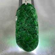 Type A Lao Keng Old Mine Full Spicy Green Jadeite Shan Shui with Guiren Benefactor Pendant 27.27g 63.1 by 29.9 by 6.8mm - Huangs Jadeite and Jewelry Pte Ltd
