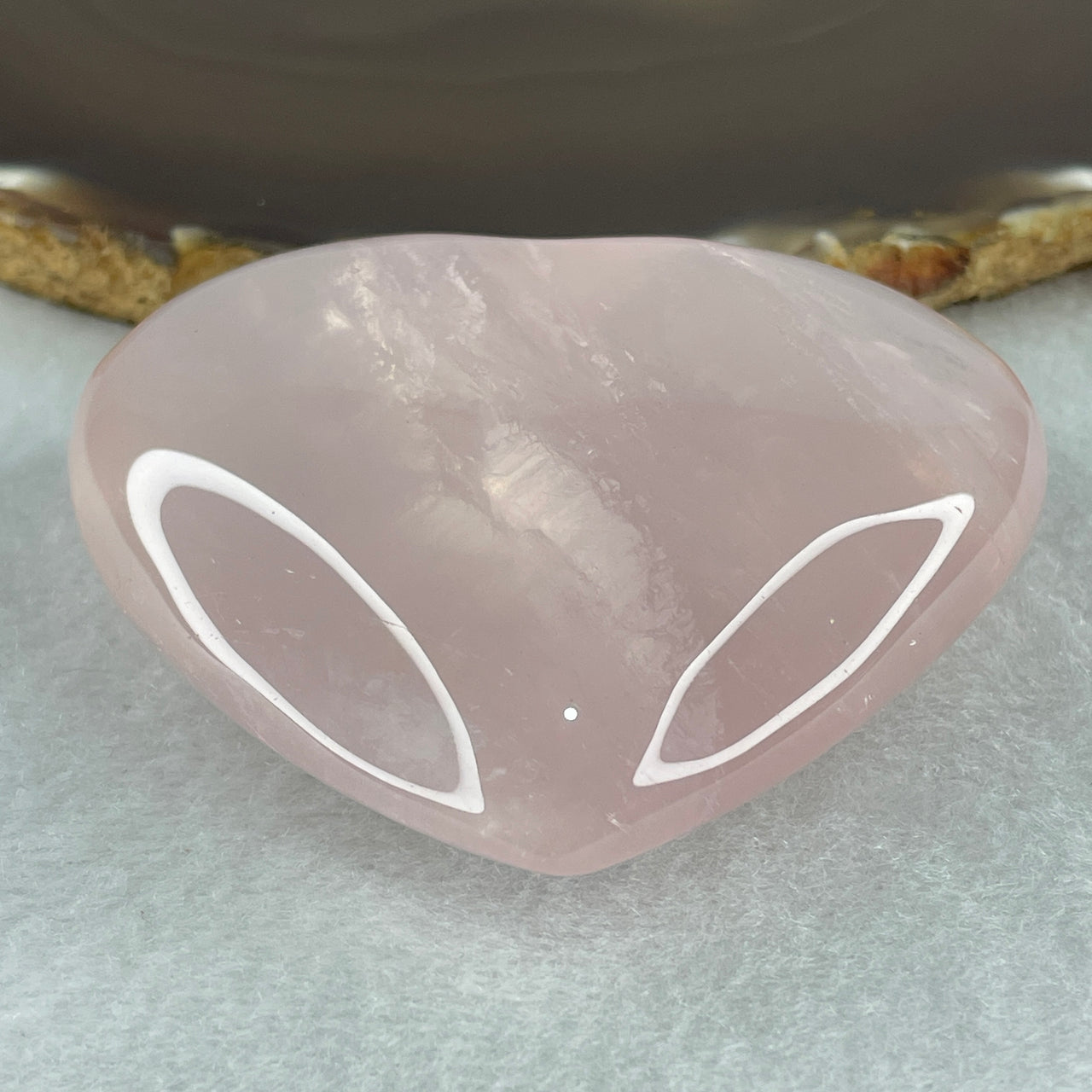 Above Average Grade Natural Rose Quartz Heart Shape Display 124.92g 57.5 by 68.0 by 24.0mm