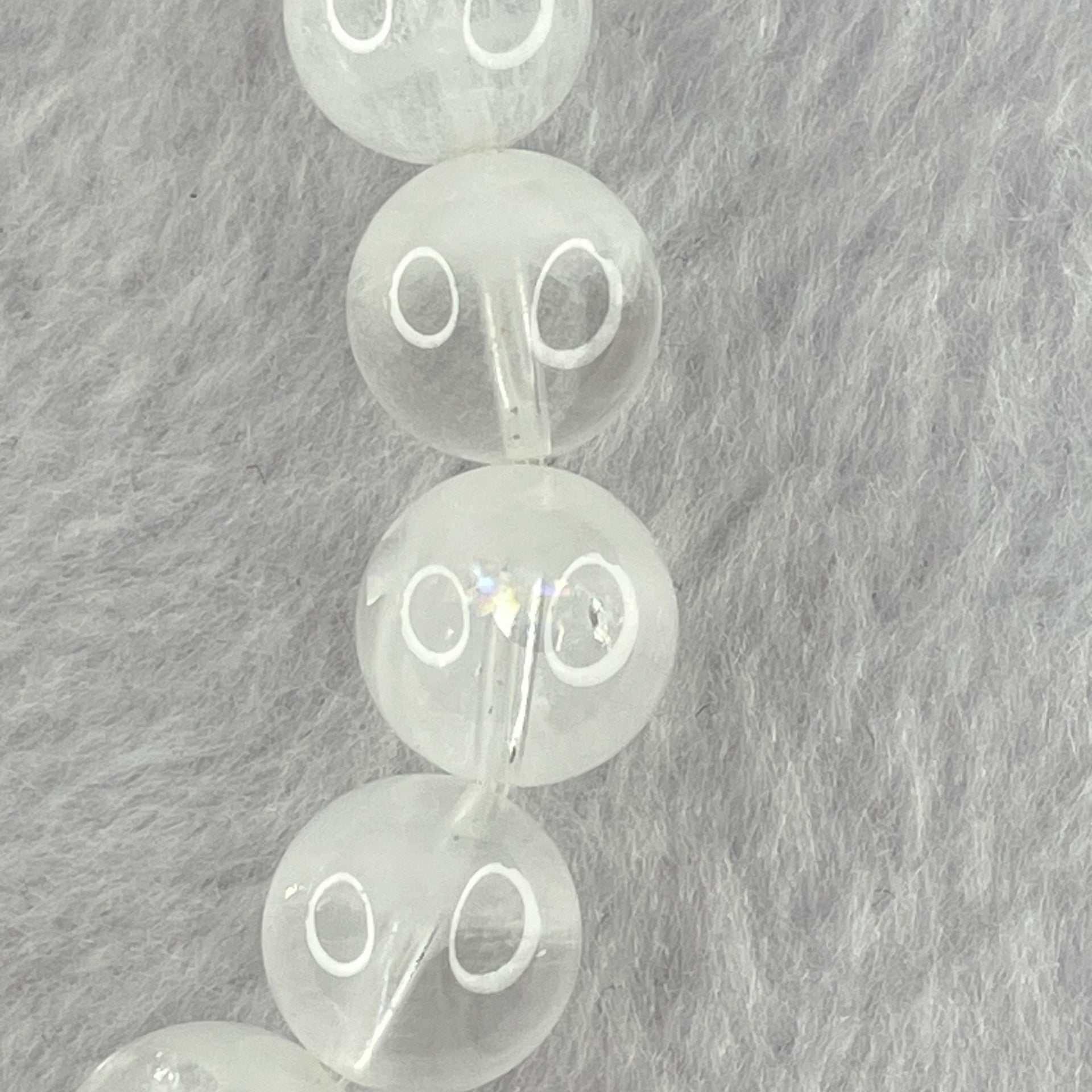 Natural White Phantom Quartz Beads Bracelet 31.98g 17cm 10.8mm 19 Beads - Huangs Jadeite and Jewelry Pte Ltd