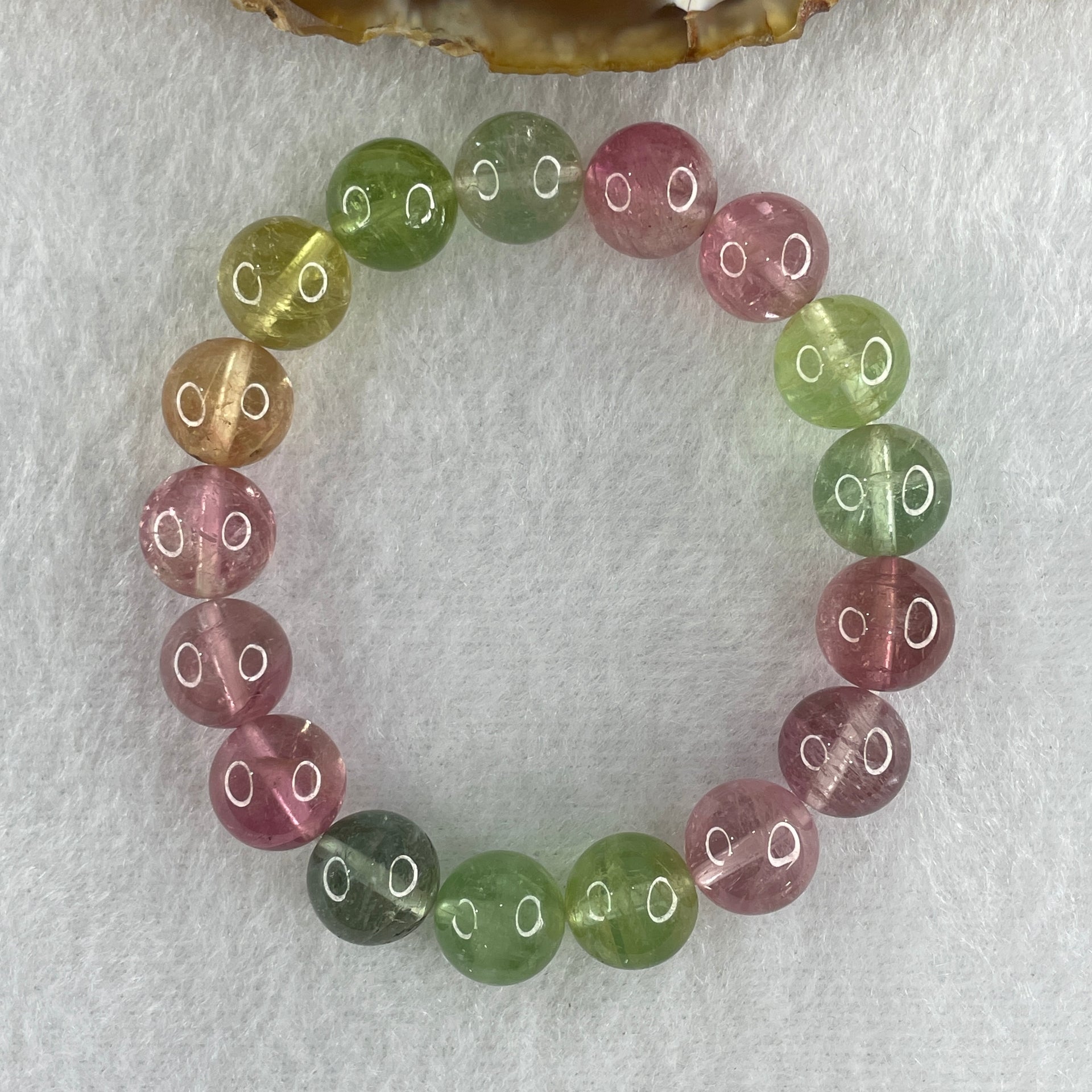 Very Good Natural Tourmaline Crystal Beads Bracelet 28.33g 13.5cm 10.4mm 17Beads - Huangs Jadeite and Jewelry Pte Ltd