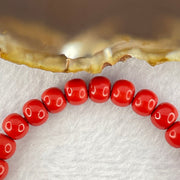 Natural Red Cinnabar Beads Bracelet 37.60g 15.5cm 7.1mm by 31 Beads - Huangs Jadeite and Jewelry Pte Ltd