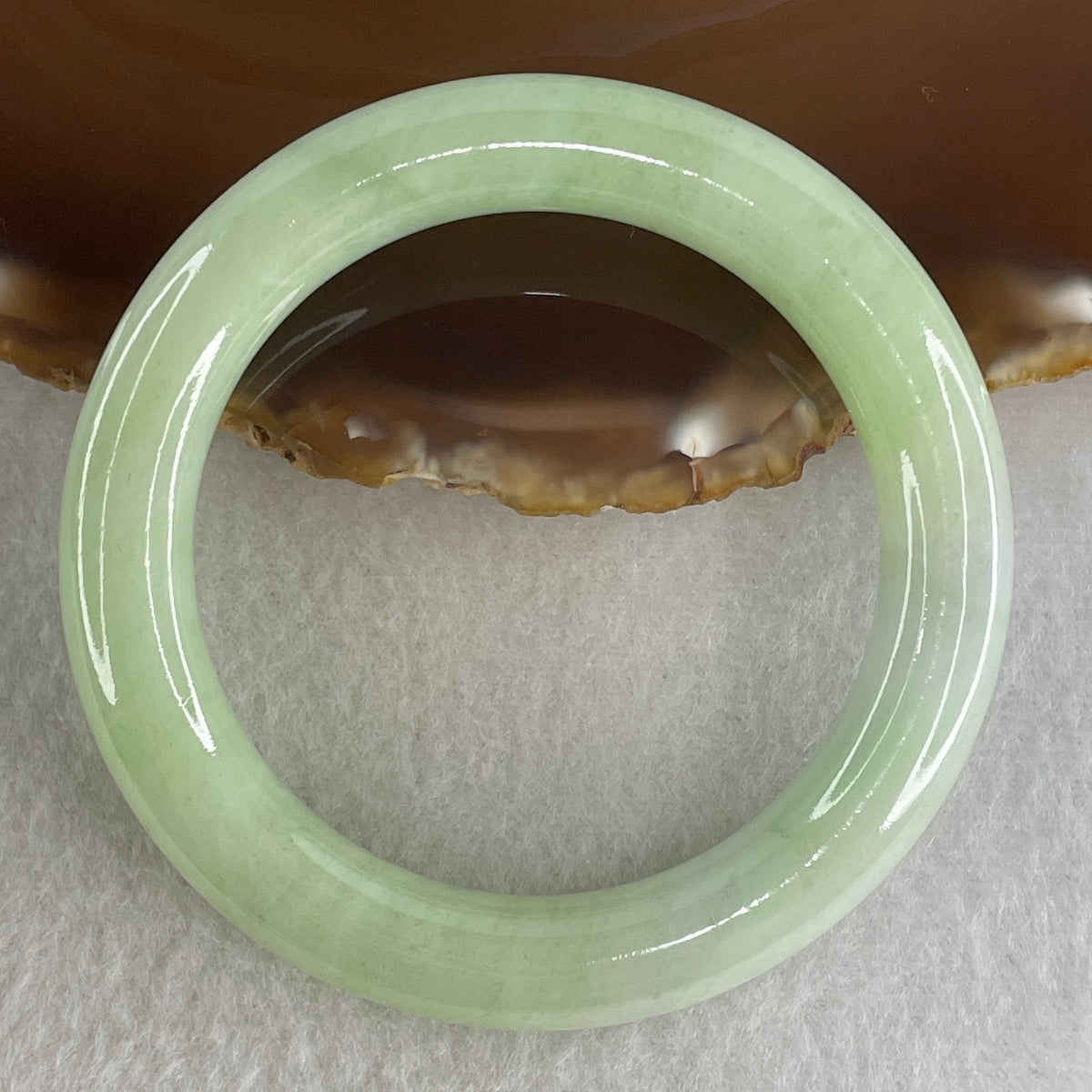 Certified Natural Type A Apple Green Jadeite Full Round Bangle | 52.5mm Inner Diameter (55.06g | 10.5x10.2mm | Heart Chakra Harmony, Serene Vitality & Wealth Shield)(Slight Internal Line)