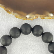 Natural Dark Matt Black Amber Beads Bracelet 天然大黑天翁琥珀手链 33.66g 20cm 16.4mm 14 Beads - Huangs Jadeite and Jewelry Pte Ltd