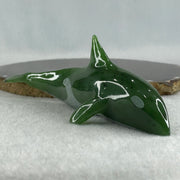 Natural Dark Green Serpentine Killer Whale Display 148.0g 143.5 by 55.0 by 48.5mm - Huangs Jadeite and Jewelry Pte Ltd