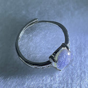 Rare Good Grade Natural Blue Dumortierite Rutilated Quartz in S925 Sliver Ring (Adjustable Size) 1.46g 8.3 by 6.9 by 3.5mm - Huangs Jadeite and Jewelry Pte Ltd