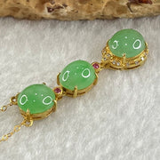 Type A Icy Apple Green Jadeite Cabouchons in 18K Yellow Gold Necklace each about 7.1 by 6.3 by 4.0mm 3.10g 39 or 42cm - Huangs Jadeite and Jewelry Pte Ltd