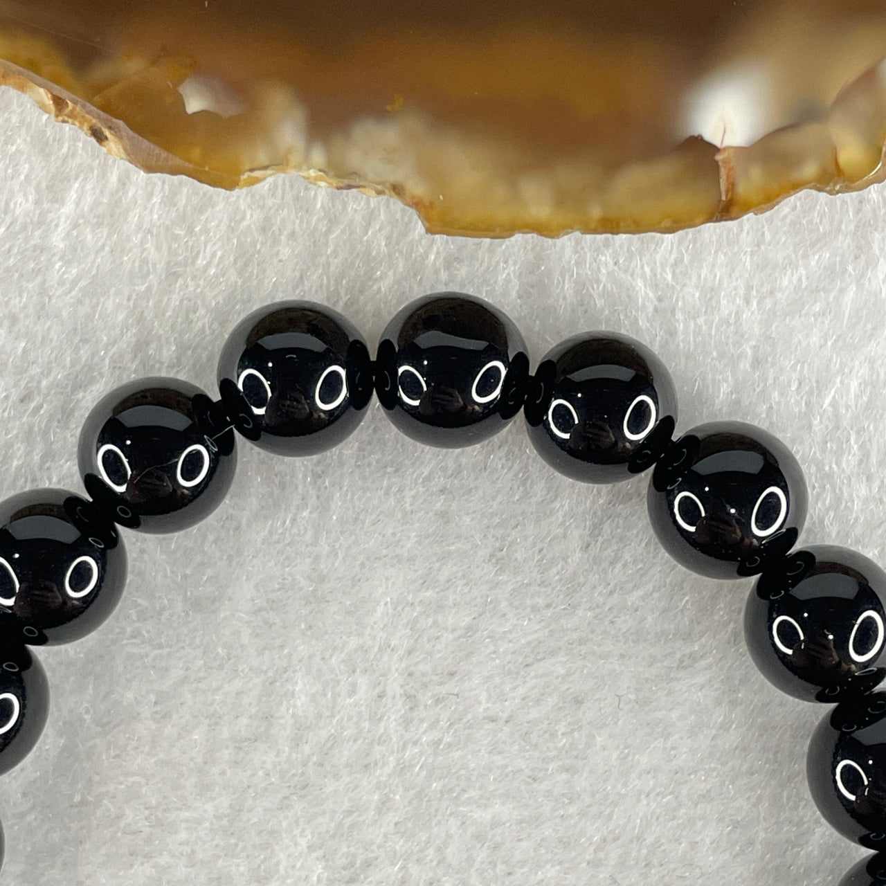 Natural Black Moldavite Meteorite Crystal Beads Bracelet 16.94g 16.5cm 8.4mm 24 Beads