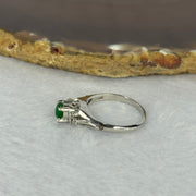 Natural Type A Emerald Green Jadeite Approx 5.1 by 3.8 by 2.0mm with Natural Diamonds in Platinum PT900 Ring Total Weight 4.66g US6 HK13 - Huangs Jadeite and Jewelry Pte Ltd