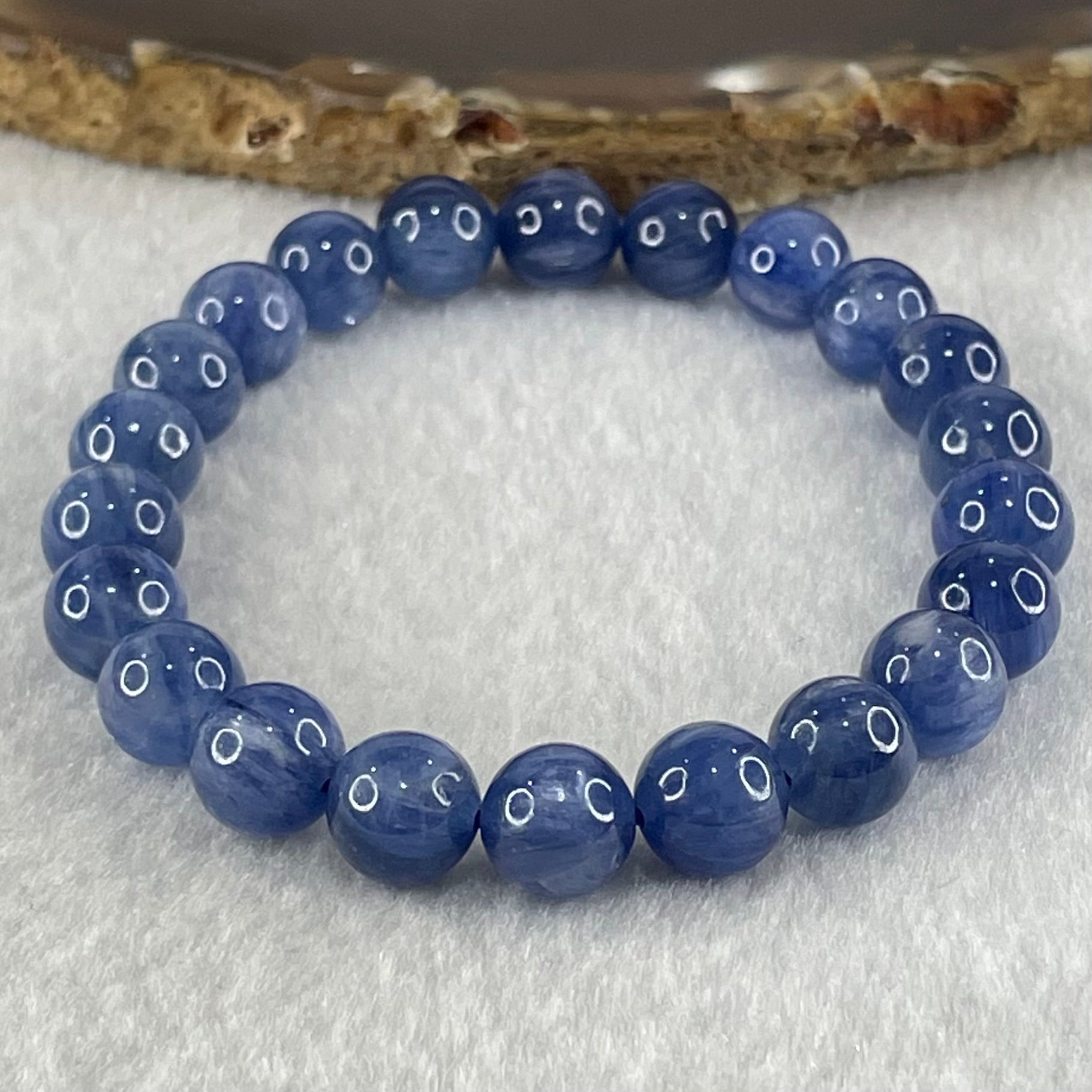 Natural Blue Kyanite Beads Bracelet 25.52g 15.5cm 8.8mm 22 Beads - Huangs Jadeite and Jewelry Pte Ltd