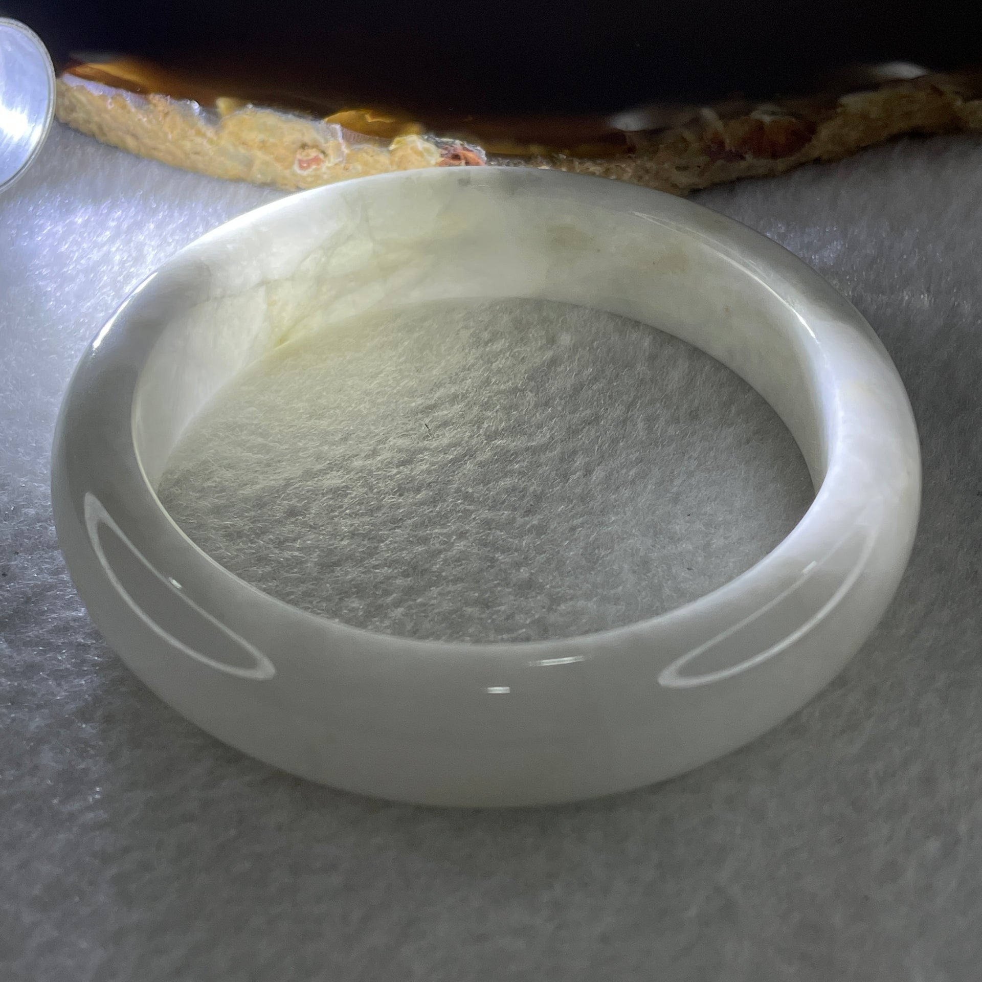 Type A Faint Lavender Jade Jadeite Bangle 61.24g inner Dia 58.4mm 13.9 by 8.2mm (External Line) - Huangs Jadeite and Jewelry Pte Ltd