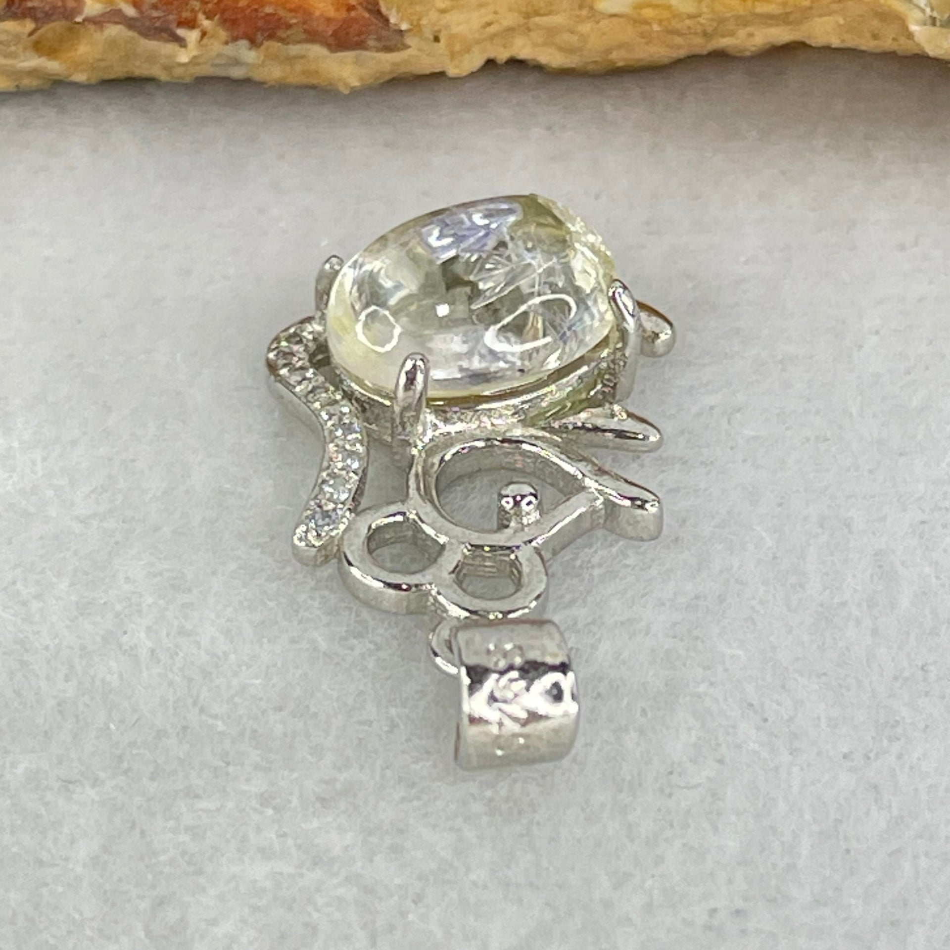 Above Average Grade Rare Natural Blue Dumortierite Rutilated Quartz in S925 Rat Pendant 1.63g 9.9 by 7.1 by 5.5mm - Huangs Jadeite and Jewelry Pte Ltd