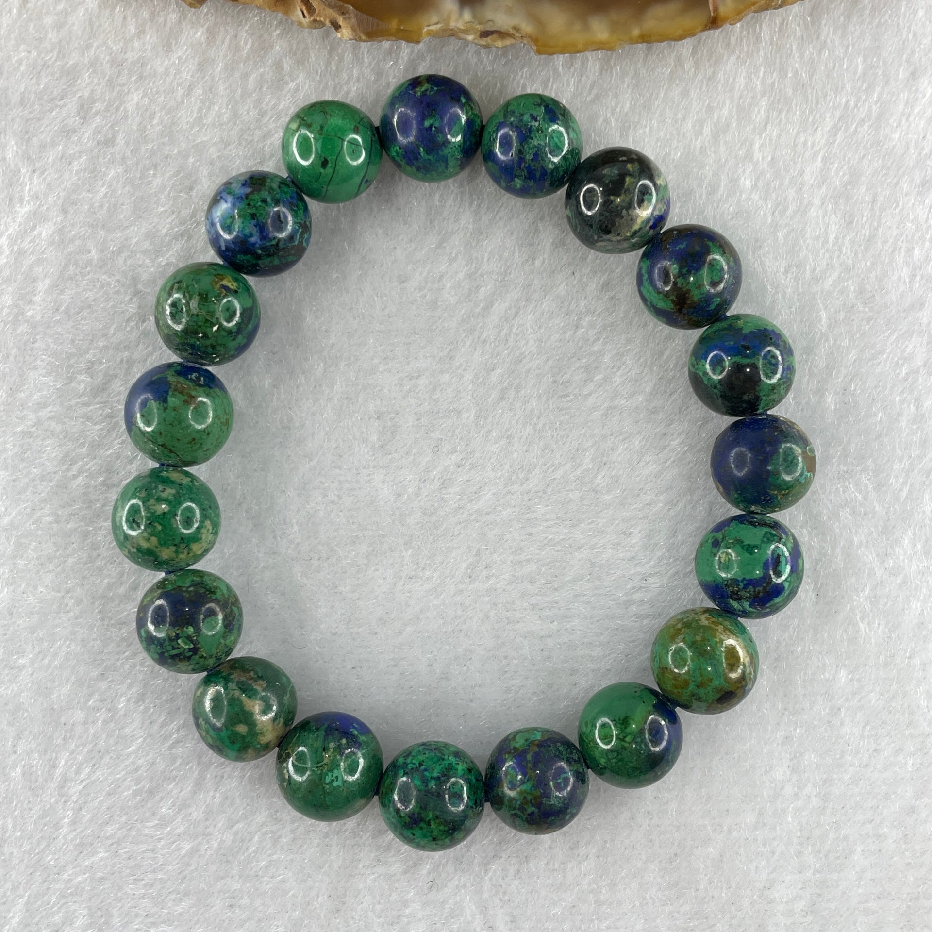 Natural Azurite Beads Bracelet 23.00g 14cm 9.3mm 19 Beads - Huangs Jadeite and Jewelry Pte Ltd