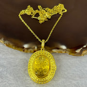 Natural Yellow Amber Dragon Head in Gold Color Locket Necklace 9.53g 19.3 by 14.2 by 4.0mm - Huangs Jadeite and Jewelry Pte Ltd