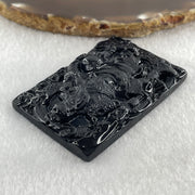 Type A Opaque to Partial Translucent Black Omphacite Jadeite Guan Gong with Dragon Pendant 33.76g 61.3 by 41.6 by 7.2mm - Huangs Jadeite and Jewelry Pte Ltd
