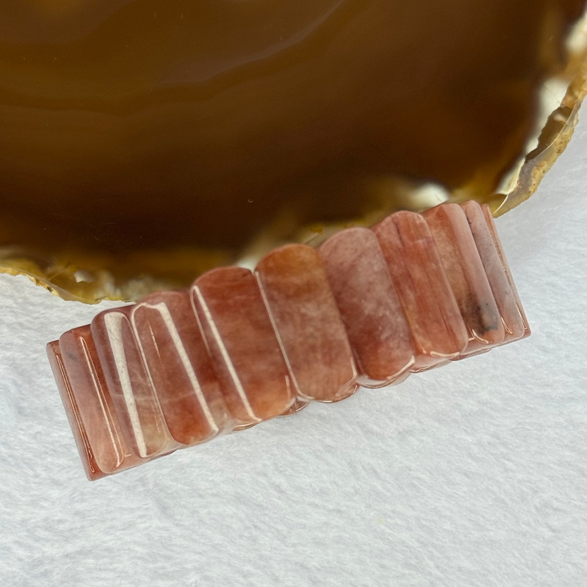 Natural Red Rutilated Quartz Bracelet 55.78g 17cm 20.9 by 9.2 by 6.9mm 22 Beads - Huangs Jadeite and Jewelry Pte Ltd