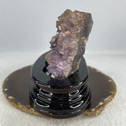 Natural Amethyst Crystal Cluster Display with Wooden Stand 520.8g 124.8 by 76.9 by 110.0mm - Huangs Jadeite and Jewelry Pte Ltd