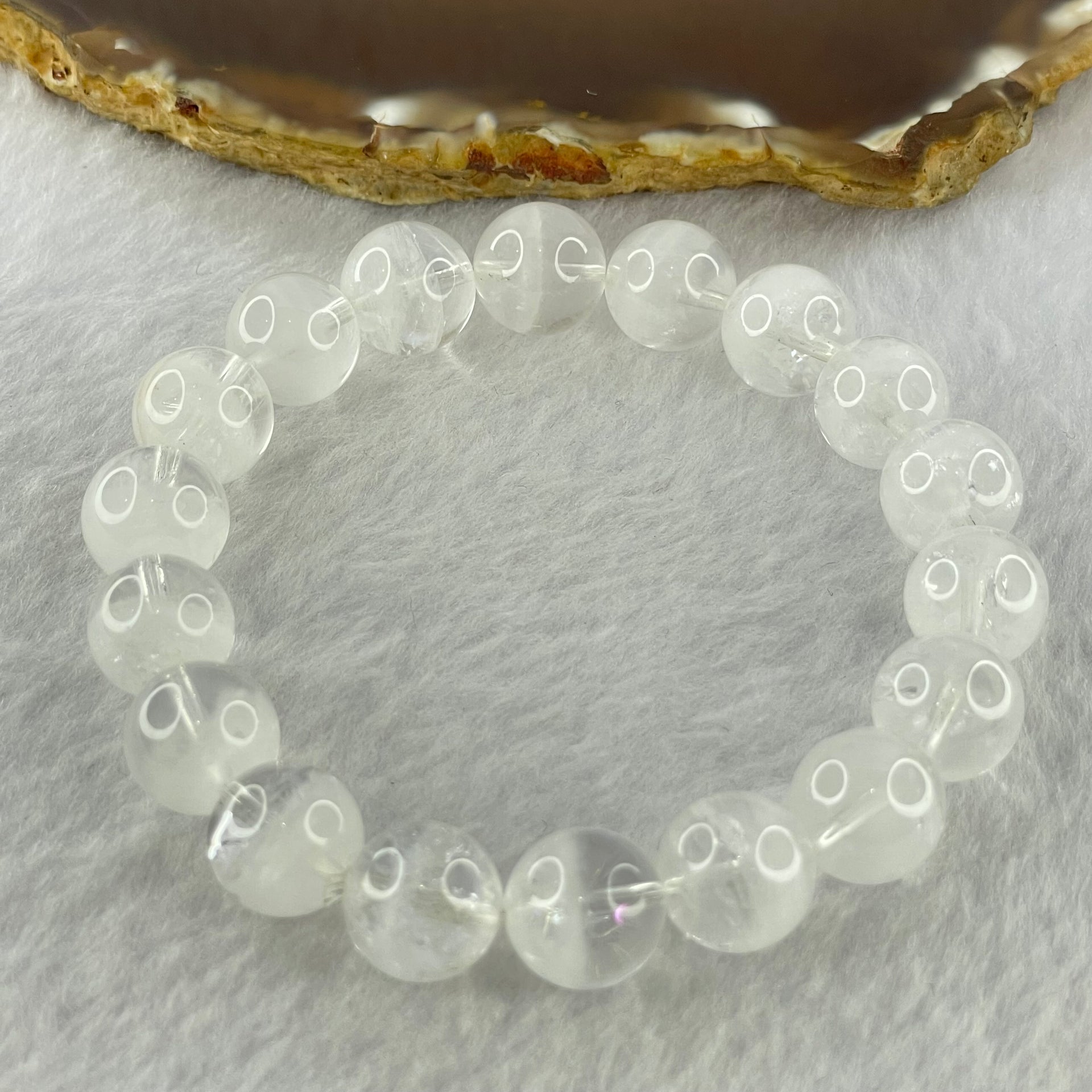 Natural White Phantom Quartz Beads Bracelet 39.95g 18cm 11.9mm 18 Beads - Huangs Jadeite and Jewelry Pte Ltd