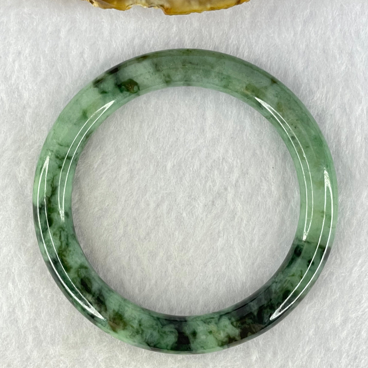 Type A Green and Moss Green Piao Hua Jadeite Bangle Internal Diameter 50.7mm 34.41g 8.3 by 8.6mm (Internal Lines) - Huangs Jadeite and Jewelry Pte Ltd